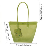 Daiiibabyyy  Summer Waterproof Pvc Transparent Tote Bag with Small Purse Women Jelly Shoulder Bag Beach Vacation Daily Travel Casual Shopper