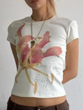 Daiiibabyyy  Harajuku Printing Cropped Fairy Tops Y2k Aesthetic Summer Casual Vintage T-shirt Women Streetwear Grunge Slim Fit Tshirts