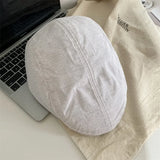 Daiiibabyyy  Japanese Cotton Linen Beret - Summer Lightweight Face Slimming Newsboy Cap for Women Casual Daily