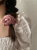 Daiiibabyyy  -  French Rose Hair Scrunchies Korean Rose Hair Ties Elegant Flower Hair Bands
