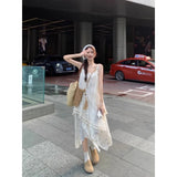 DAIIIBABYYY  -  Camisole Dress Off Shoulder Printed Summer Vacation Casual Cake Dresses Embroidered Sleeveless A-line Skirts Hot Girls Clothes