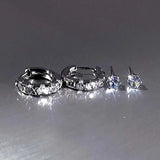 Daiiibabyyy  4Pcs/Set Silver Color Zircon Round Hoop Earrings for Women Exquisite Simple Metal Small Circle Huggie Earrings Jewelry Gifts