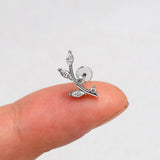 DAIIIBABYYY  -  1Piece Flower Moon Snake CZ Nose Hoop Butterfly Leaf Daith Conch Helix Stud Earrings Internal Thread Piercing Surgical Steel 16G