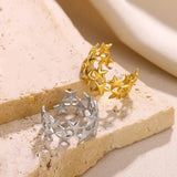 Daiiibabyyy  New Stainless Steel Double Layer Star Waterproof Rings for Women Gold Color Opened Star Rings Cute Wedding Jewelry Gifts