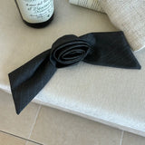 Daiiibabyyy  Gray Striped Square Scarf Bow Flower Hair Ring Simple Advanced Ladies Elegant Hair Accessories INS Fashion Hair Clip