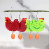 Daiiibabyyy  Funny Colorful Acrylic Hen Egg Drop Earrings for Women Lovely Cartoon Animals Dangle Earring Easter New Jewelry Gifts
