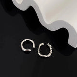 Daiiibabyyy  2Pcs Unique Fake Piercing Metal Ear Clips Neutral Style for Women and Men Asymmetry Round Earring Trendy Jewelry Gifts