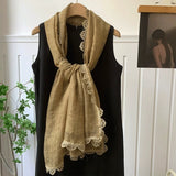 Daiiibabyyy  Spring and Autumn 95*185cm Ladies Scarves Lace Edged Shawl Scarf For Women