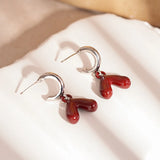 Daiiibabyyy  Vintage Red Drop Glaze Peach Heart Drop Earrings for Women Trendy Geometric Metal Earrings Christmas Creative Jewelry Gifts ﻿