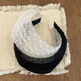 Daiiibabyyy  1PCKorean Temperament Lace Mesh Polka Dot Headband,Wide Edge Comfortable Hair Hoop, Soft Non Slip Broken Hair Cover Forest Style