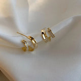 Daiiibabyyy  Silver Zircon Geometric C 18K Stud Earrings For Fashion Women Party Cute Fine Jewelry Minimalist Bijoux