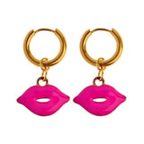 Daiiibabyyy  Personality Jewelry Accessories Enamel Fish Earrings Lip Alloy Charms Ear Buckle Dripping Oil Starfish Hoop Earrings Girls