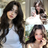 Daiiibabyyy  30inches Synthetic Women Wigs Loose Wave Hair Wigs with Middle-Part Bangs High-layered Wig Hairpiece for Women Daily Party Use