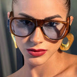 DAIIIBABYYY  -  Retro Large Sunglasses for Women Fashionable Wide Legs New Large Frame Sunglasses Gradient Color Personalized Glasses Goggles