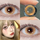 Daiiibabyyy    1 Pair Yearly Korean Lenses Popular Color Contact Lenses With Prescription Myopia Lenses  Halloween Lenses Cosplay Blue
