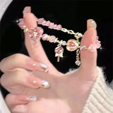 DAIIIBABYYY  -  Sparkle Beads Crystal Heart Magic Stick Bracelet for Women Sweet Romantic Exquisite Aesthetic Accessories Vintage Trendy Jewelry