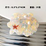 Daiiibabyyy  New Ocean Series Pearl Shell Hairpin Grab Clip Personalized Creative Shark Clip Back Head Disc Hair Grab Hair Accessories