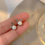 Daiiibabyyy  New Trendy Charm Rabbit Long Ears Pearl Stud Earrings for Women Exquisite Fashion Little Korea Earring Bride Jewelry Accessories