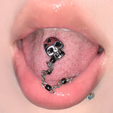 Daiiibabyyy  Goth Jewelry Skull Star Tongue Ring Sexy Accessories Chain Beads Tongue Nails Body Piercing Accessories Punk Glamor Aesthetic