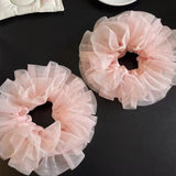 Every day brings warmth every year brings peace Korean style pink multi-layer mesh sweet ballet style fairy like lazy bun head