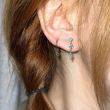 Daiiibabyyy  Mint Green Waterdrop Hoop Earrings for Women Exquisite Sweet Asymmetrical Zircon Drop Earrings Casual Versatile Jewelry Gift New
