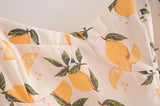Daiiibabyyy  Vintage French Summer Orange Lemon Print Bandage Spaghetti Strap Midi Dress Women Hem Slit Bow Lacing Up Sling Dresses Vestido