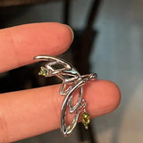 Daiiibabyyy Butterfly Wings Elf Ear Cuff Non-piercing Earring Women Girls Fashion Design Green Zircon Fairy Exquisite Ear Clip Jewelry