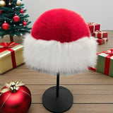 Daiiibabyyy  Christmas Red Fluffy Fur Bucket Hats women Thick Plush Winter Hat Imitation Mink Fur Christmas Hat Windproof Warm Panama Caps