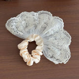 Daiiibabyyy  2Pcs Lace Fan-shaped Bow Headband Fashionable Tie Hair Accessory Retro Elegant Daily Versatile Hair Accessory Girl Headband