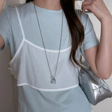 Daiiibabyyy  Natural Stone Necklace with Water Droplet Pendant for Women Adjustable Long Sweater Chain