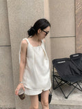 DAIIIBABYYY  -  French Three-dimensional Twisted Sleeveless Top Shorts Set Women Summer Casual Glossy Vest Two-piece Set
