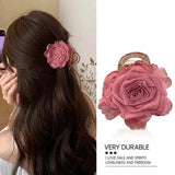 Daiiibabyyy  Elegant Purple Flower Hair Claw for Women Girls Sweet Rose Headwear Back Head Floral Hair Clip Hairpin Fashion Hair Accessories