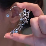 Daiiibabyyy  Sparkling Crystal Elf Butterfly Ear Cuff Without Piercing Clip Earrings Elegant Ear Clip For Women Exquisite Ear Cuff
