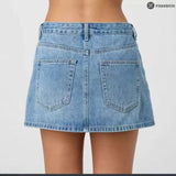 Daiiibabyyy  Elastic Denim Skirt Slim Washed High Waist Denim Skirt Bodycon Stretch Mini Denim Skirt Casual Summer Pencil Jean Mini