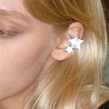 Daiiibabyyy  Fashion Silver Color Star Ear Clip for Women Simple Metal Geometric Star Ear Bone Clip Earrings Party Jewelry