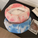 Daiiibabyyy  Dopamine Fashion Gradual Change Sweet Star Stripe Print Berets Y2K Spring Autumn Travel Versatile Elegant Painter Hats Woman