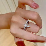 Daiiibabyyy  New Trend Minimalist 3 Piece Sets Shining Shining Horse Eye Zircon Rings Women's Opening Adjustable Ring