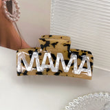 Daiiibabyyy  Fashion Square MAMA Hair Claw Retro Ponytail Clip Acetic Acid Shark Clip Leopard Print Colorful Geometry Hair Claw Daily