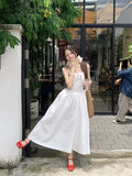 Daiiibabyyy  Sweet Summer Flower Embroidery Dresses Women's Clothing Temperament Robe Femme Tunic Pleated Maxi Dress Vestidos De Mujer