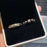 Daiiibabyyy  Y2K Pink Zircon Stars Heart Open Rings for Women Couples Trendy Sweet Irregular Adjustable Finger Ring Wedding Party Jewelry