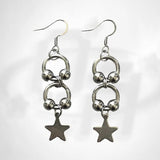 Daiiibabyyy  Punk Charm Steel Ball Circle Stitching Star Earrings Korean Fashion Earrings for Women Goth Jewelry Aesthetic Grunge Accessories