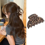 Daiiibabyyy  1pc Leopard Print Rooster Feather Claw Clip for Women, Acetate Hair Clip for Back of Head, Jaw Clip for Thin Hair Volume, Hair A