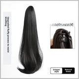 DAIIIBABYYY  -  Long Hair Women's Wig Tail Clip Micro Curl Natural Realistic Popular Tie Synthetic Full Real Human Hair Fake Braid