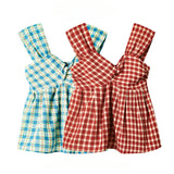 DAIIIBABYYY  -  French Sweet Plaid Cross Twist Camisole Women's Summer Sexy Backless Sleeveless Slimming Age-reducing Sling Tops Female Clothing