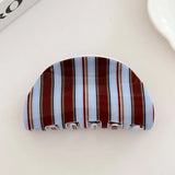 Daiiibabyyy  Blue Coffee Color Pink Stripe Hair Claw Clip Classic Casual Style Hair Claw Clips Acrylic Hair Accessories for Women Girls