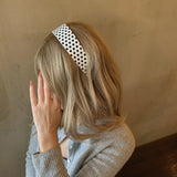 Daiiibabyyy  French Polka Dot Daily Acetate Wide Headband Black White Minimalist Fashion Y2K Ins Niche Sweet Cute Women Hair Accessories