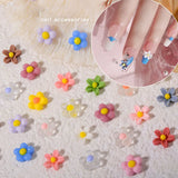 Daiiibabyyy 50Pcs Colorful 3D Resin Flower Mix Color Nail Ornaments for Nail Art Decorations Spring Summer DIY Manicure Nail Art Accessories