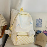 Daiiibabyyy  All Match High-capacity Backpack Women Students Travel Schoolbag Sweet Y2k Aesthetic Letter Print Dots Plaid Patchwork Backpacks