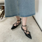 Daiiibabyyy 2024 Spring Women White Black Shallow Women Flats Shoes Pointed Toe Soft Leather Flat Ballerinas Ladies Elegant Dress Balltes