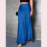 Daiiibabyyy  Black Elegant Satin Midi Skirt Women High Waisted Fashion American Draped Skirt Solid Sexy Bodycon Classic Spring Summer Skirt